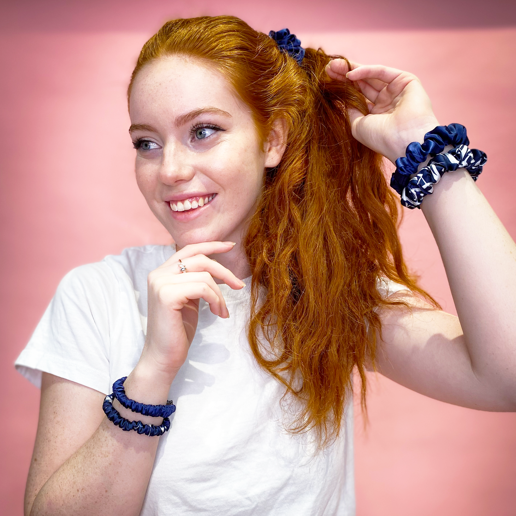 SILK SCRUNCHIES - 2-PACK - BLUE BAMBOO