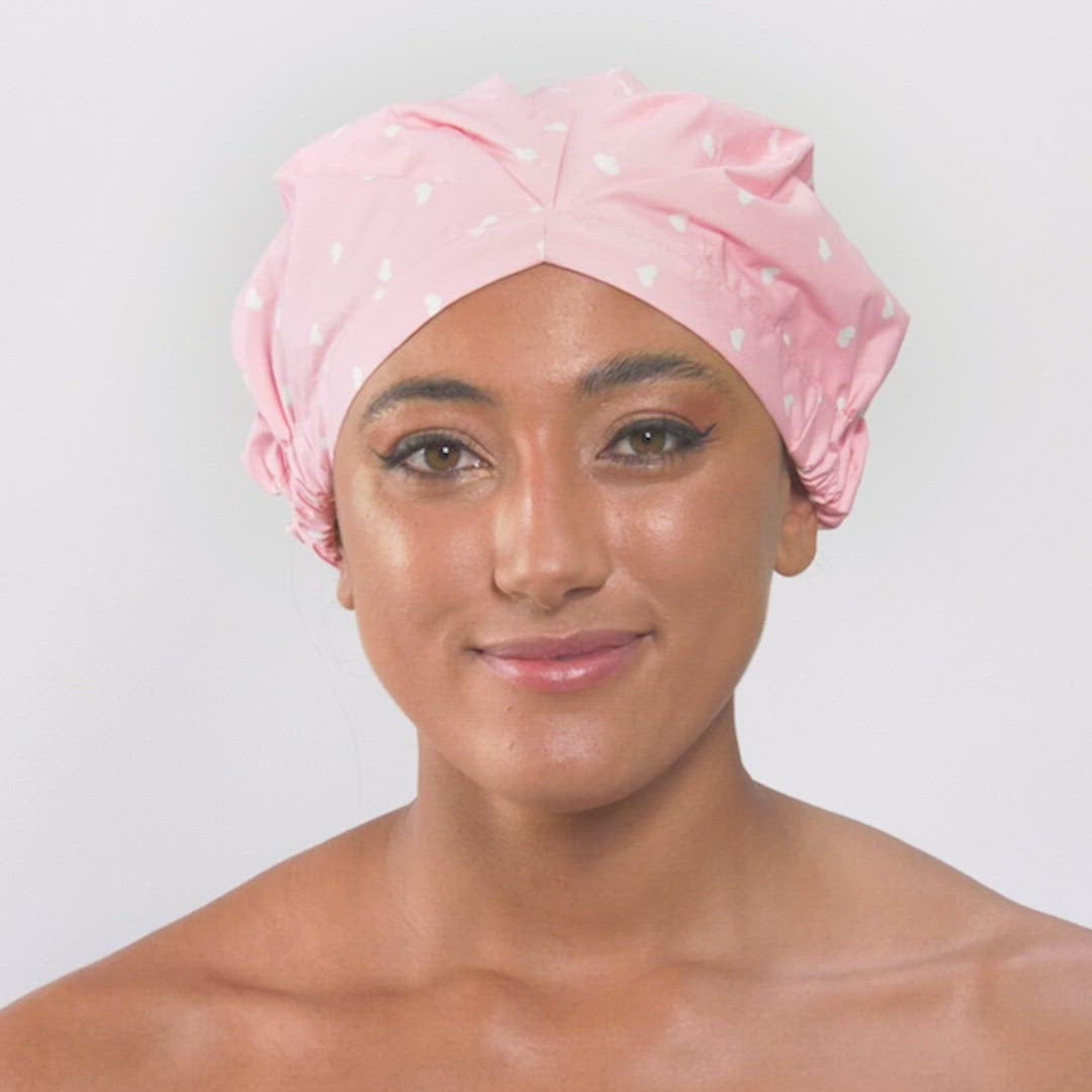 SHOWER CAP - WITH ALL MY HEART PINK