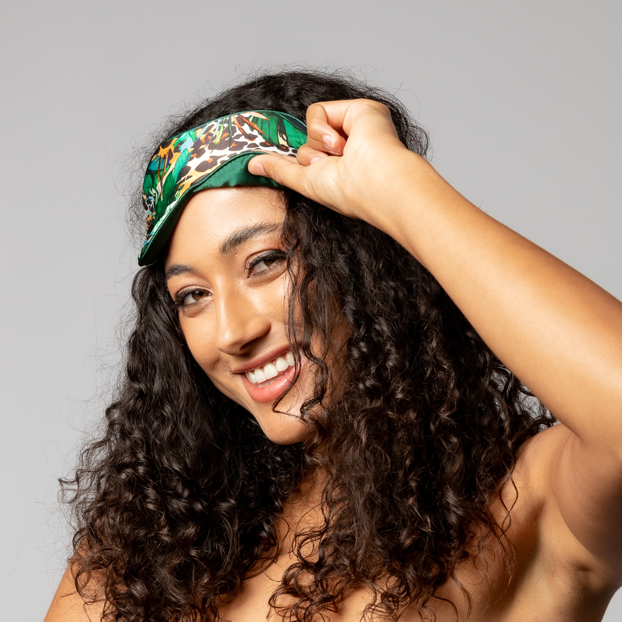 SILK EYE MASK - GREEN - WILD JUNGLE