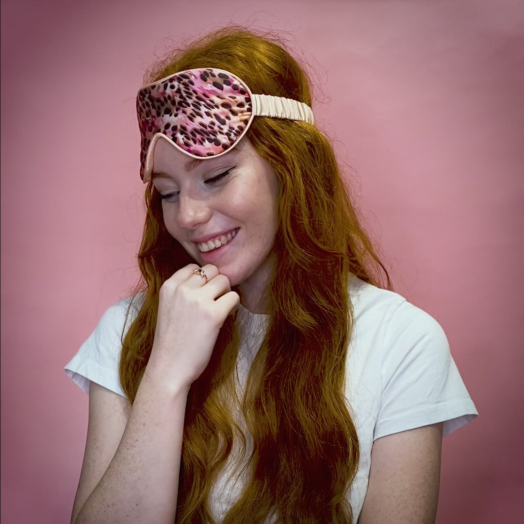 SILK EYE MASK - PINK - PINKY PANTHER