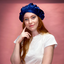 Load image into Gallery viewer, Blue Bamboo ‘Silk CAPsule’ aka THE ‘WIN-WIN&#39; Silk Reversible Hair Cap
