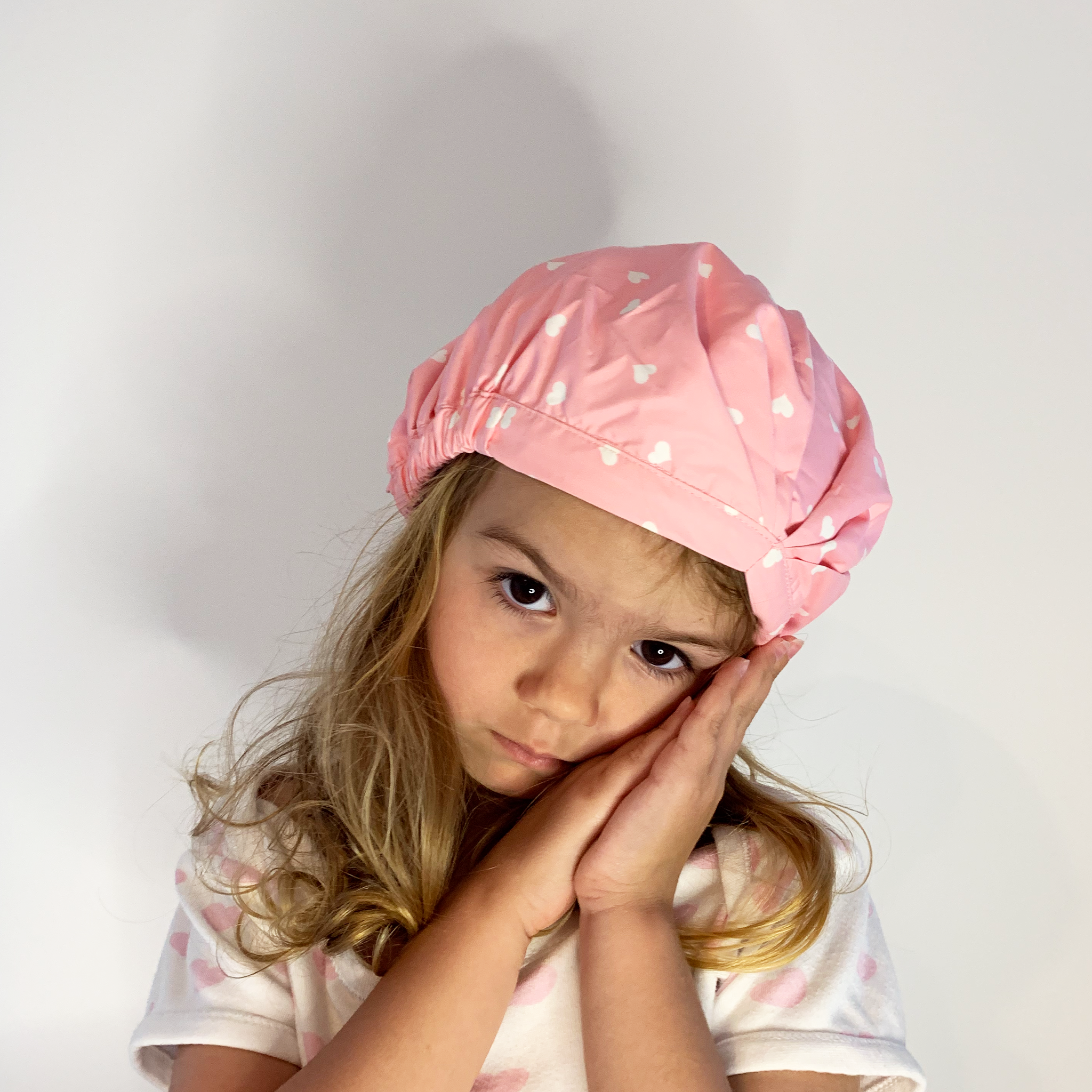 KIDS SHOWER CAP - WITH ALL MY HEART PINK