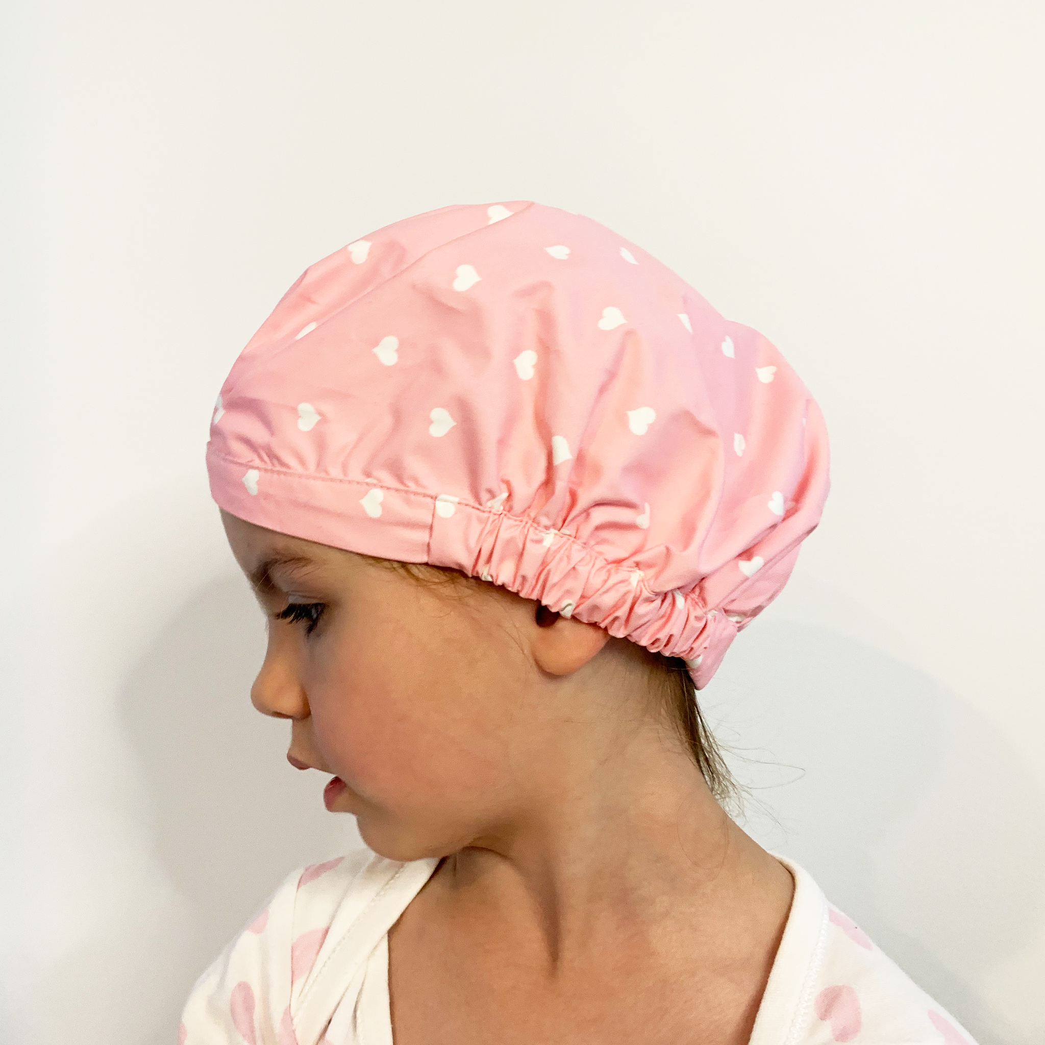 KIDS SHOWER CAP - WITH ALL MY HEART PINK