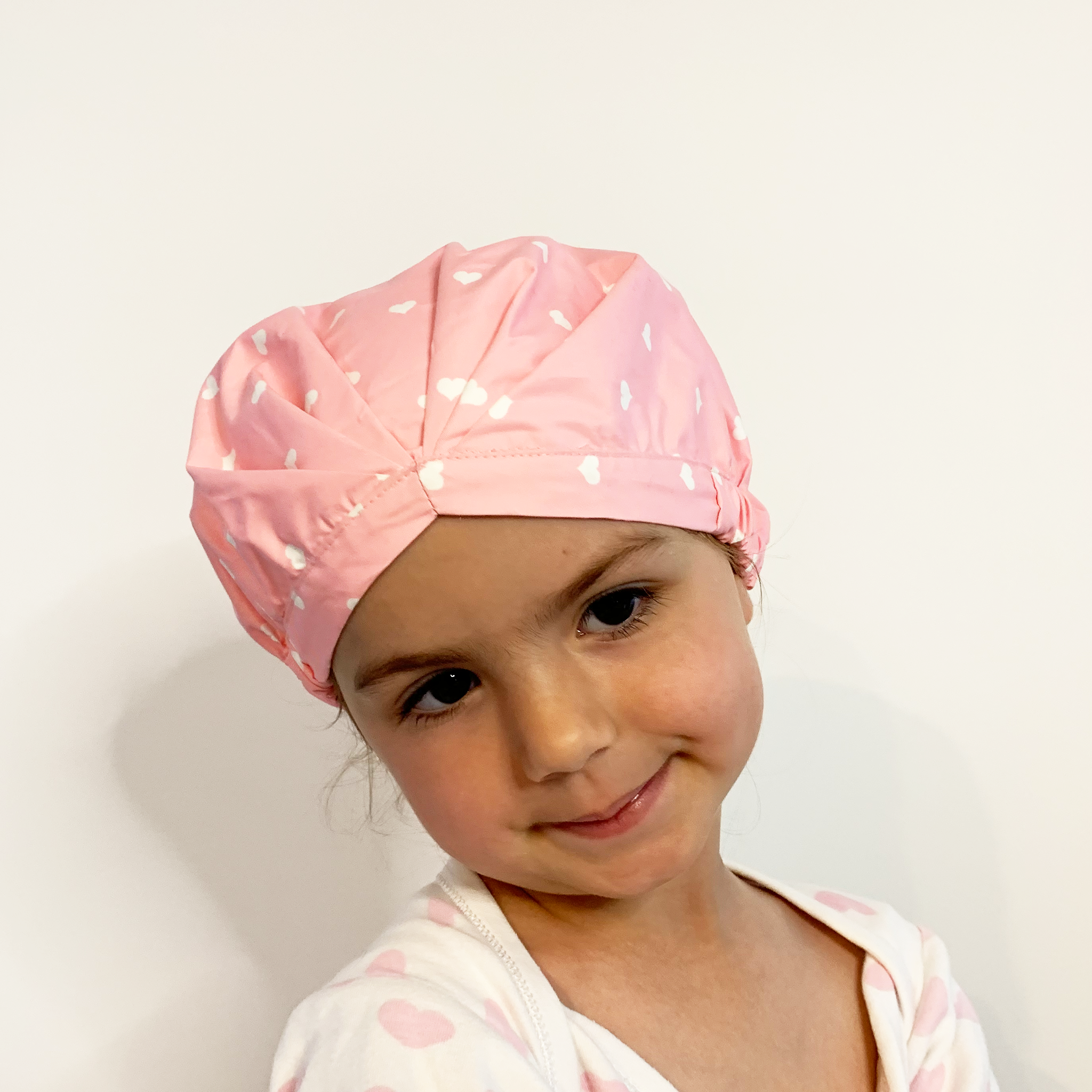 KIDS SHOWER CAP - WITH ALL MY HEART PINK
