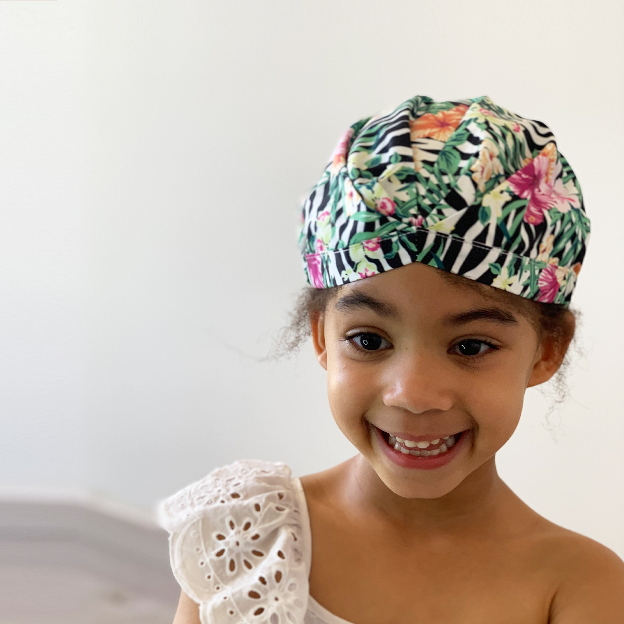 KIDS SHOWER CAP - ZEBRA WILD FUCHSIA PINK