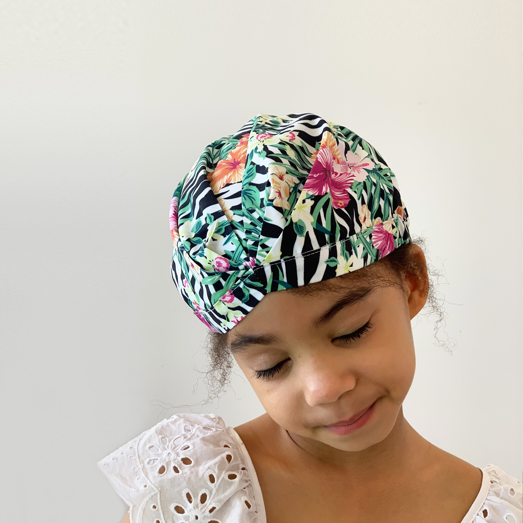 KIDS SHOWER CAP - ZEBRA WILD FUCHSIA PINK
