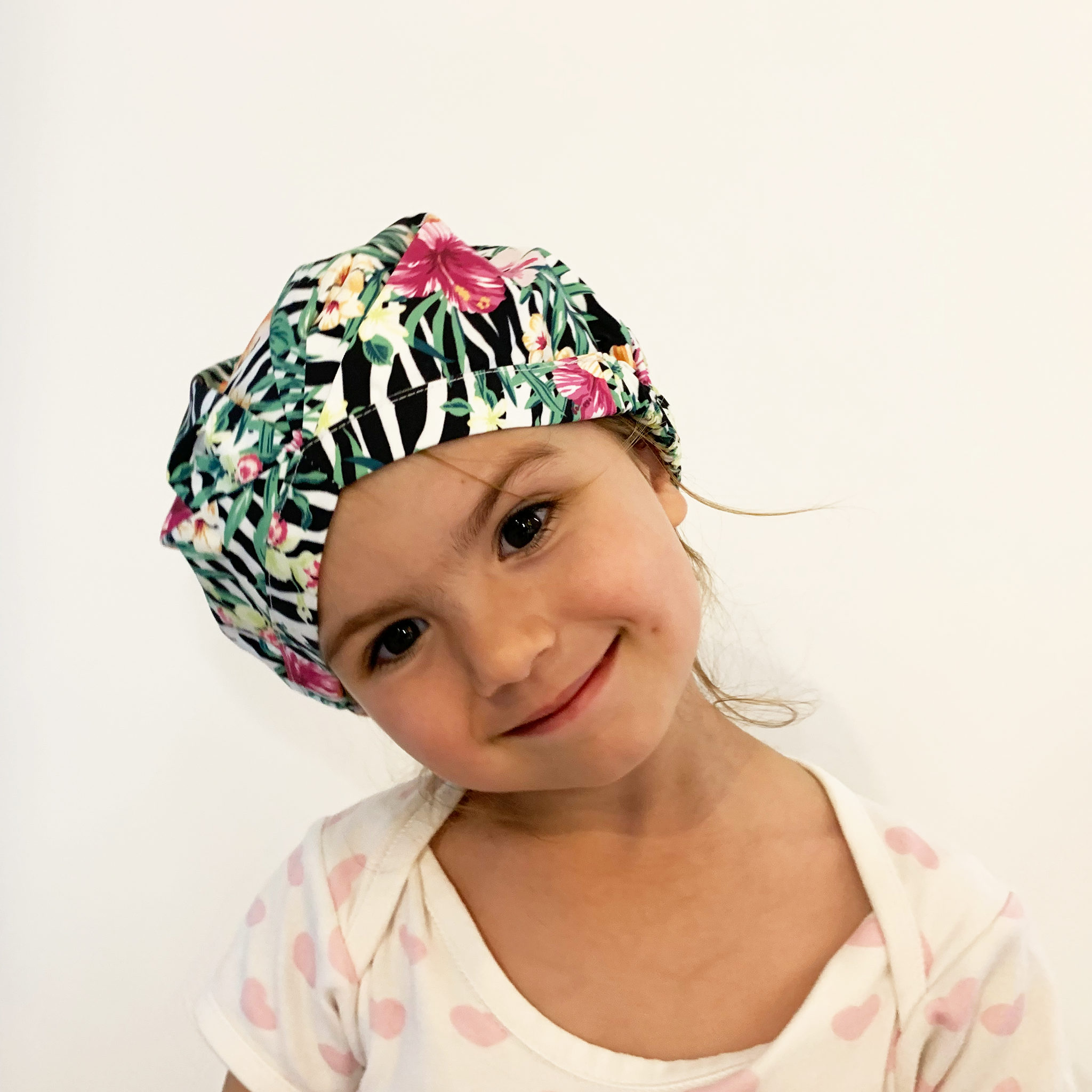 KIDS SHOWER CAP - ZEBRA WILD FUCHSIA PINK