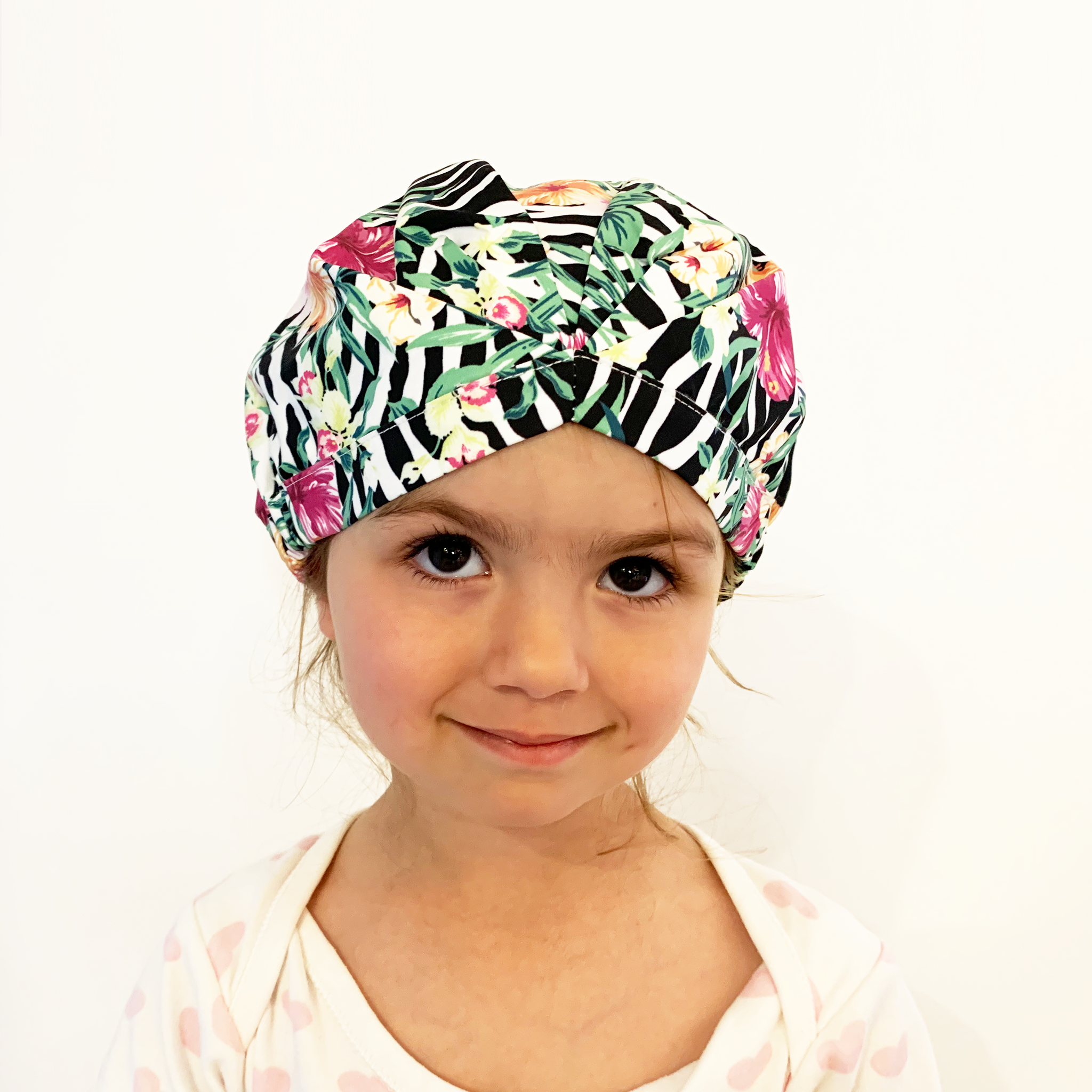 KIDS SHOWER CAP - ZEBRA WILD FUCHSIA PINK
