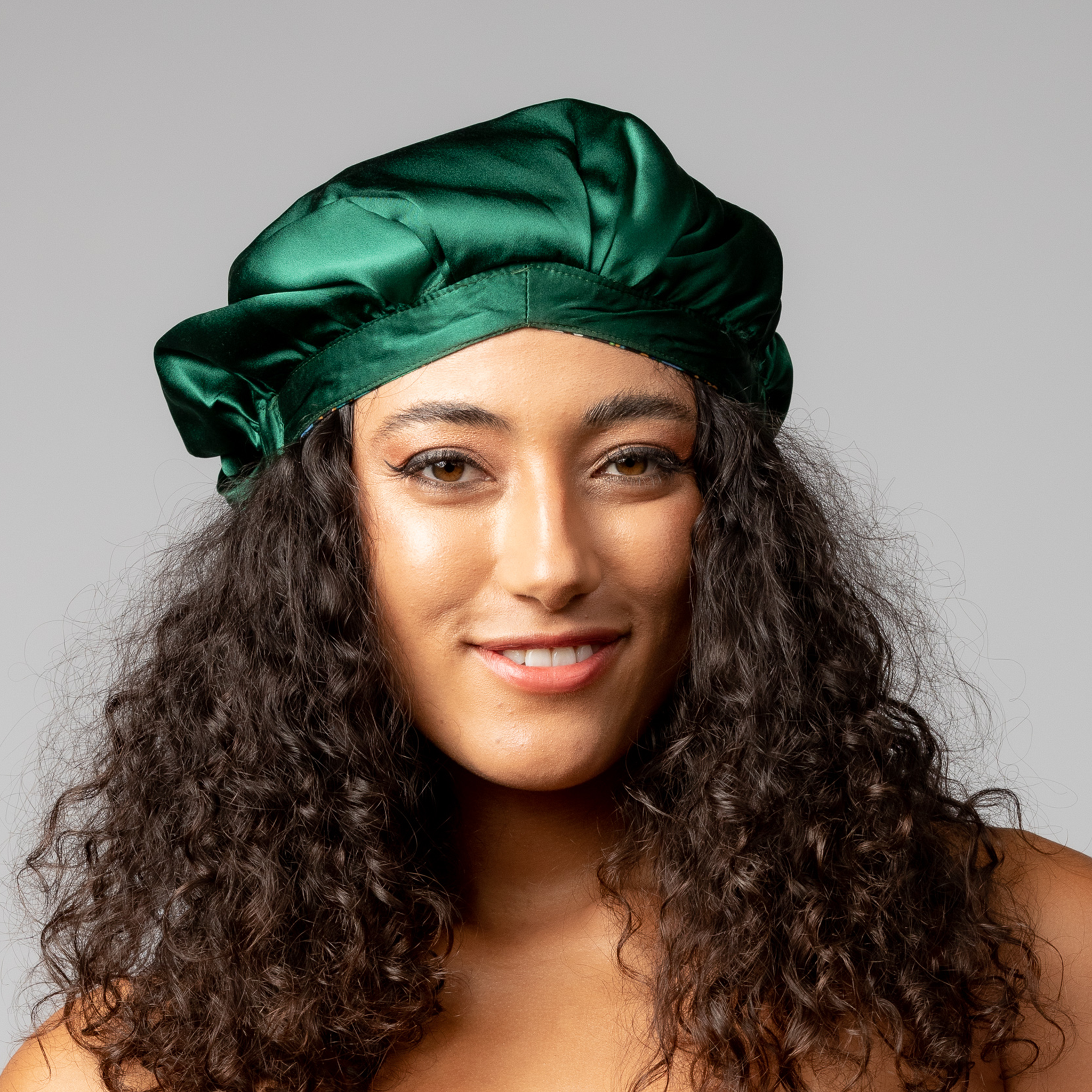 SILK BONNET - GREEN - REVERSIBLE HAIR CAP - WILD JUNGLE