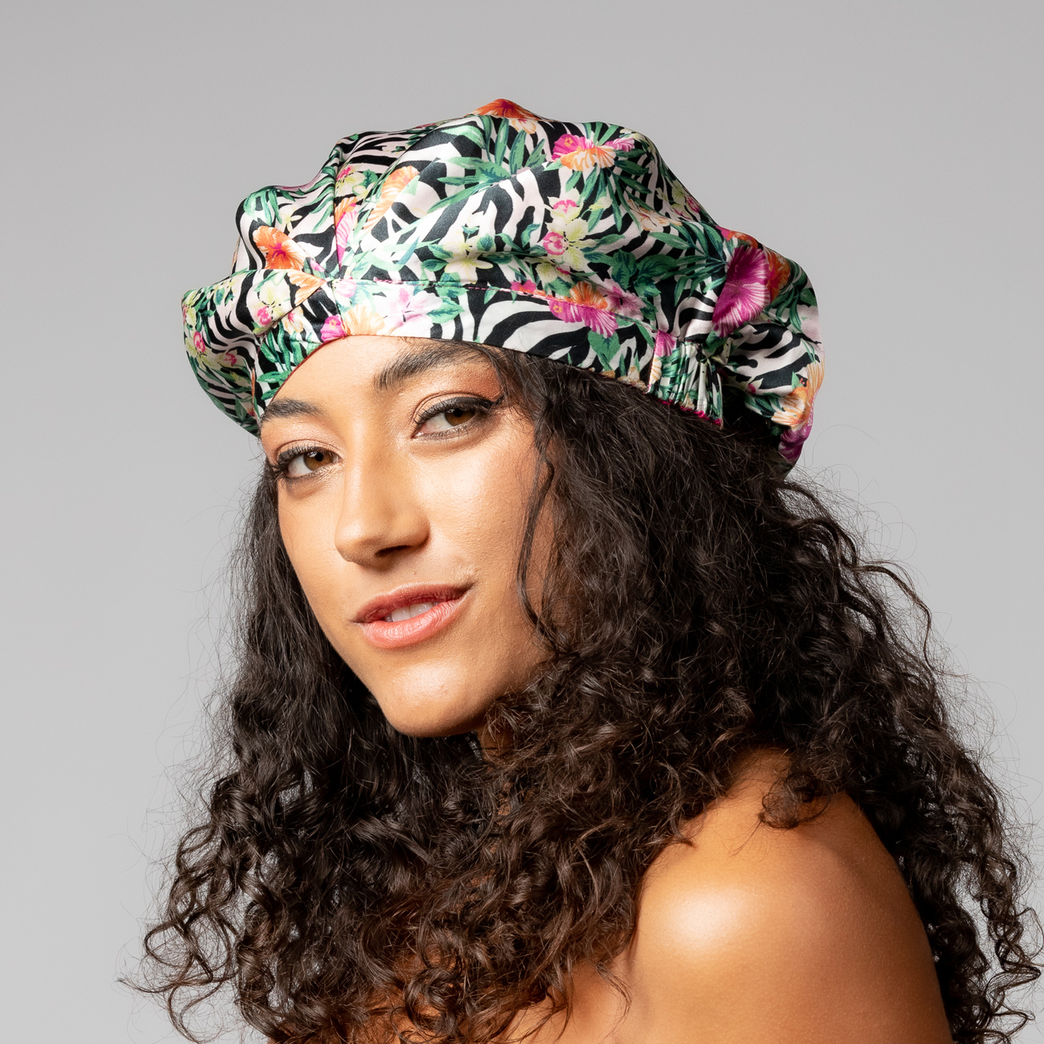 SILK BONNET - FUCHSIA PINK - REVERSIBLE HAIR CAP- ZEBRA WILD