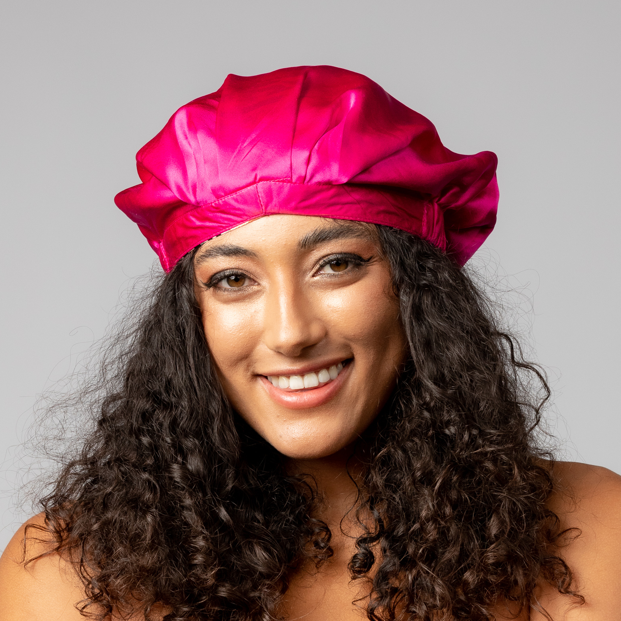 SILK BONNET - FUCHSIA PINK - REVERSIBLE HAIR CAP- ZEBRA WILD