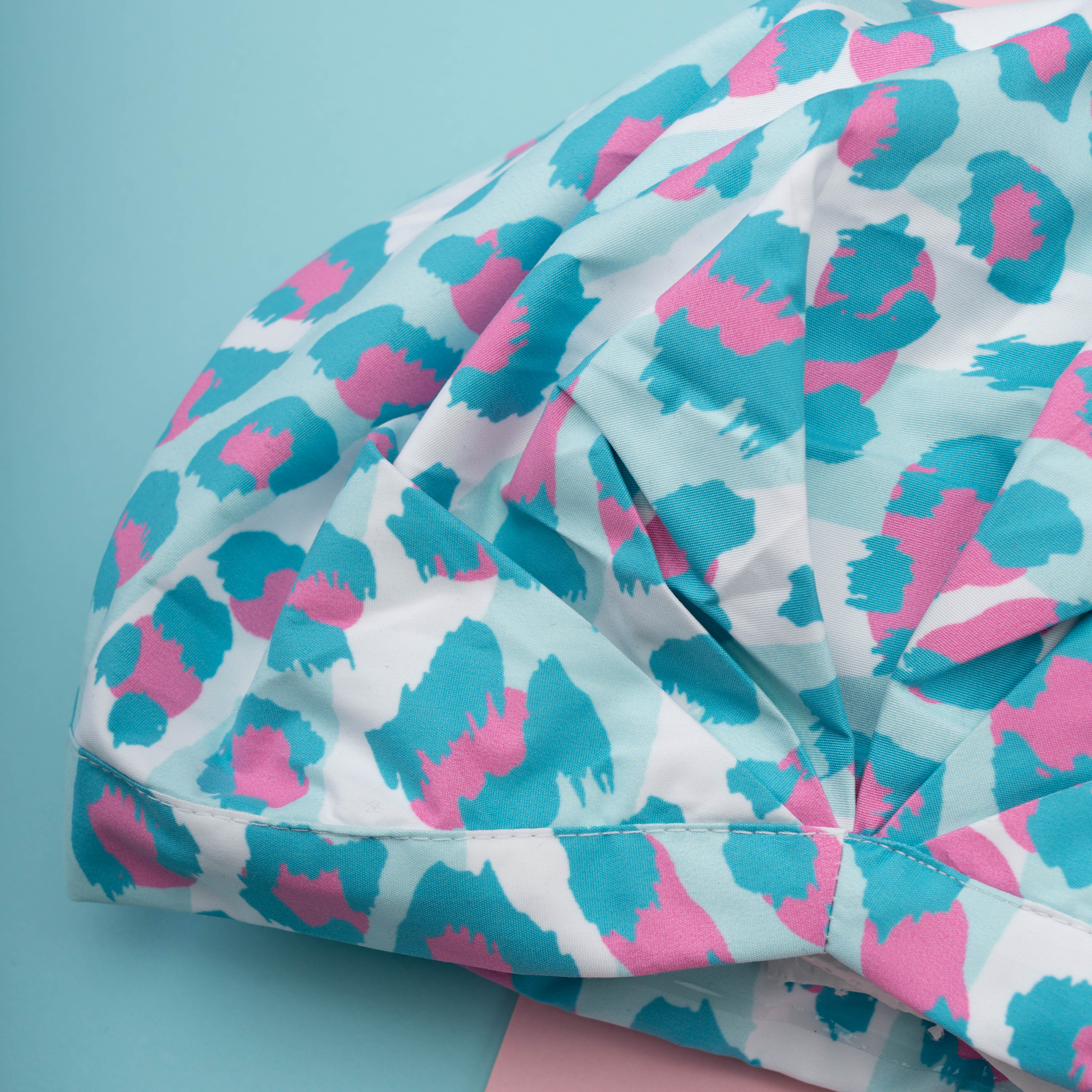 SHOWER CAP - SKY LEOPARD AQUA