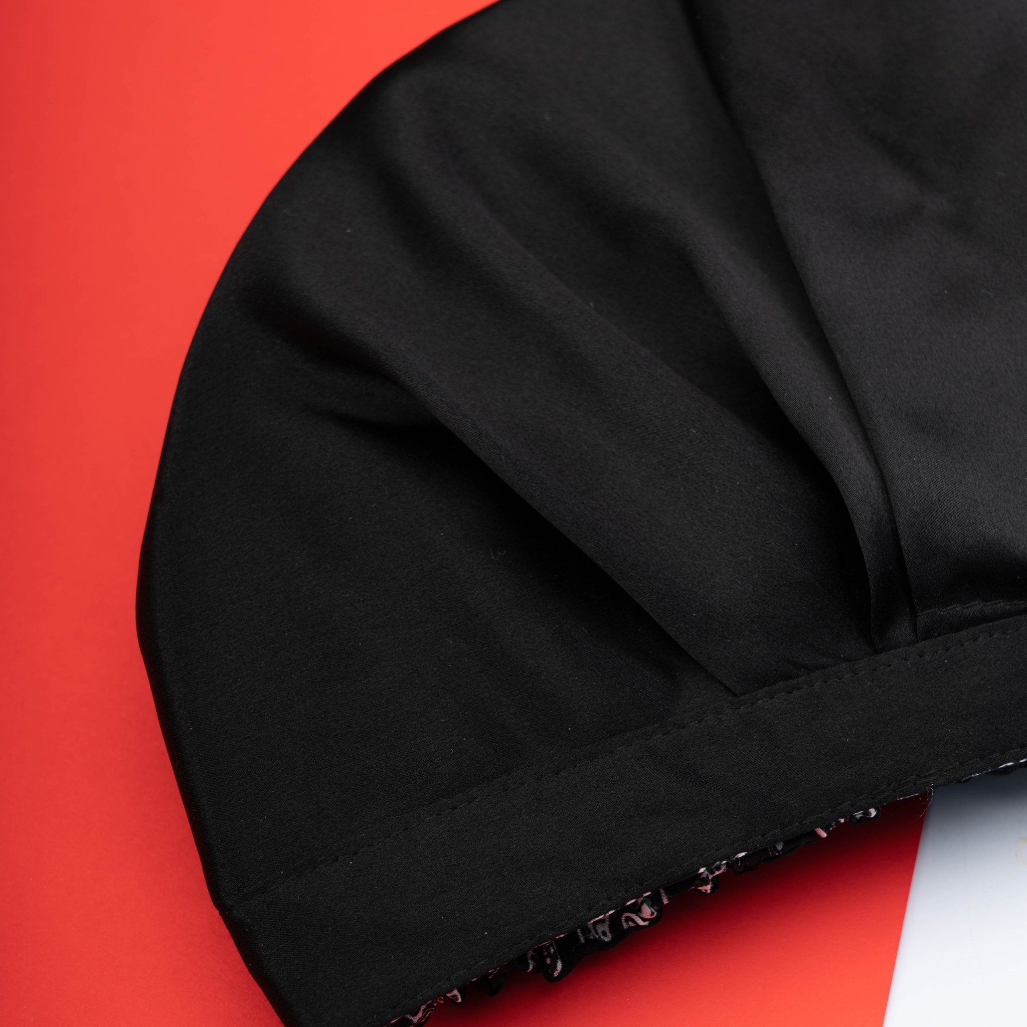 SILK BONNET - BLACK - REVERSIBLE HAIR CAP - I&