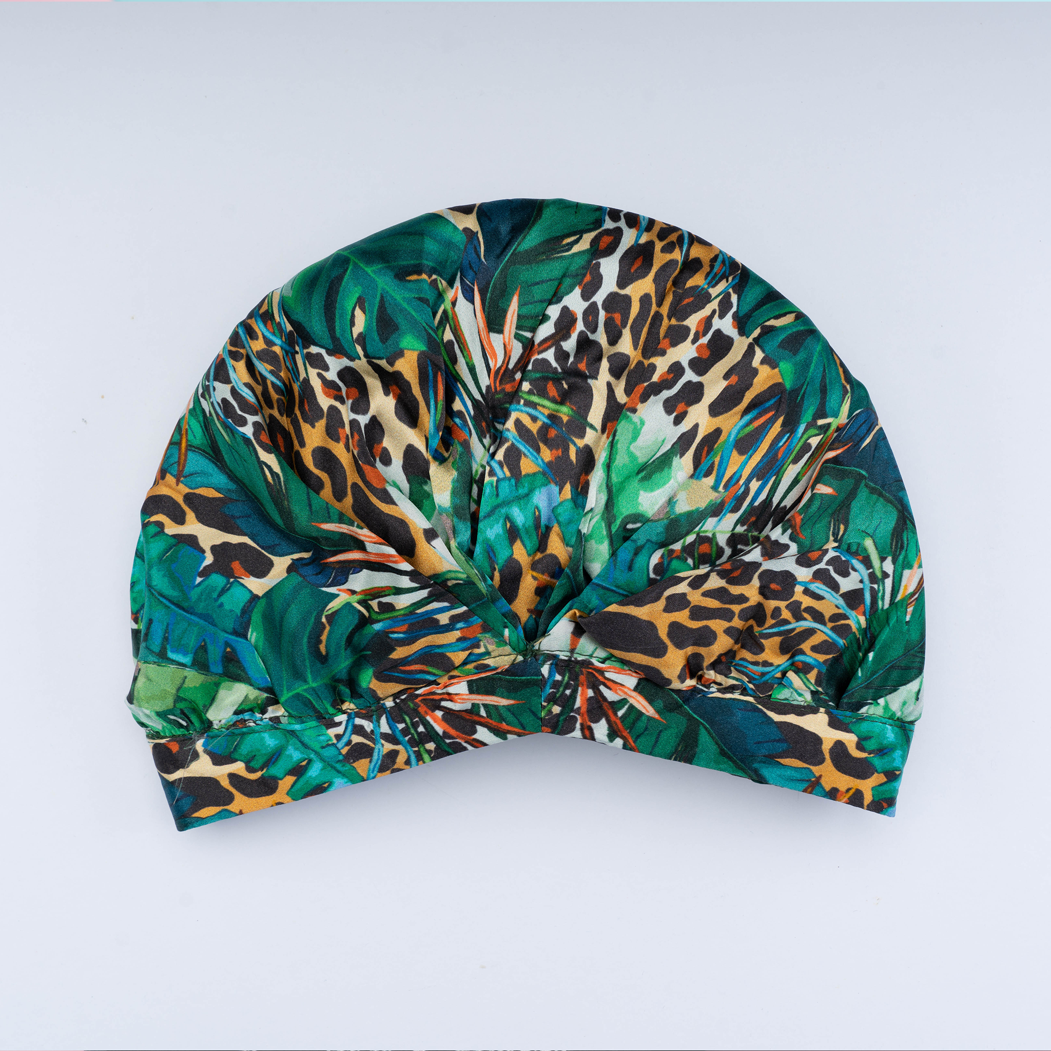 SILK BONNET - GREEN - REVERSIBLE HAIR CAP - WILD JUNGLE