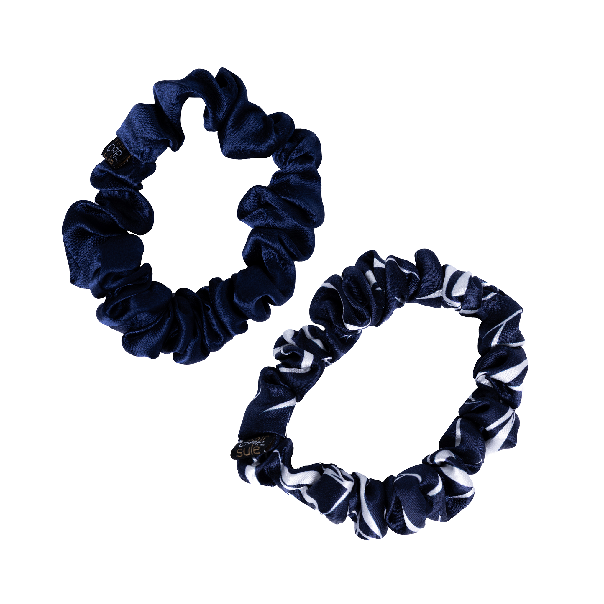 Blue Bamboo/ Navy 2-Pack Scrunchie Sets - elastic hair ties, hairCAPsule™