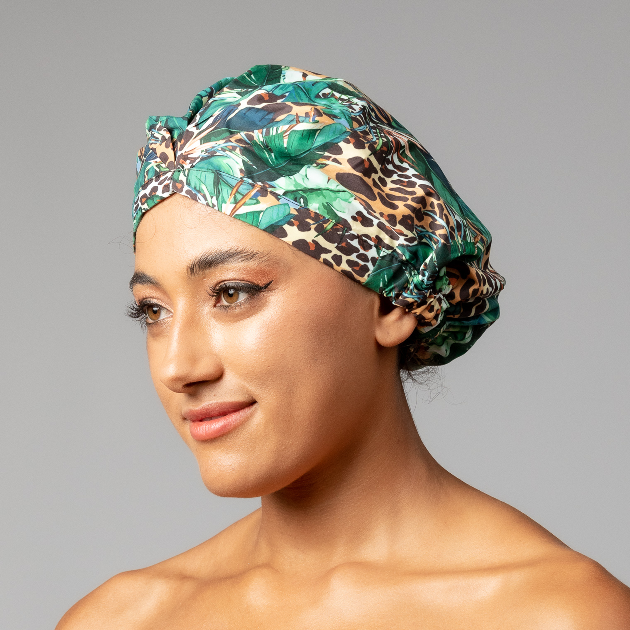 SHOWER CAP - WILD JUNGLE GREEN