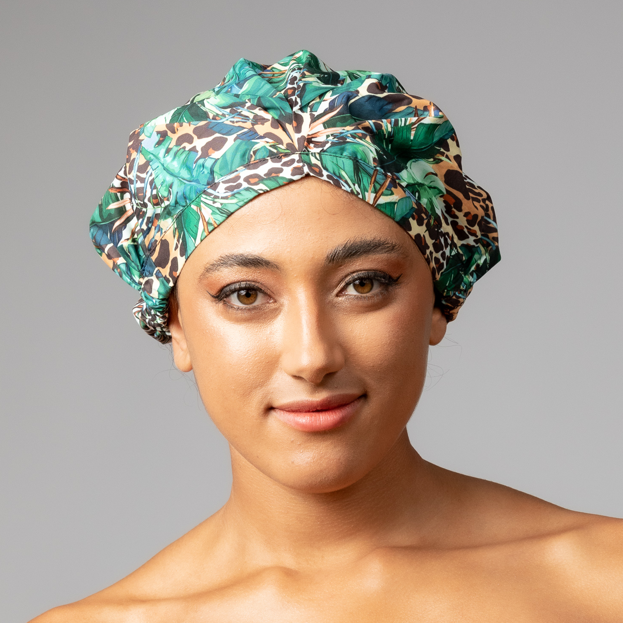 SHOWER CAP - WILD JUNGLE GREEN