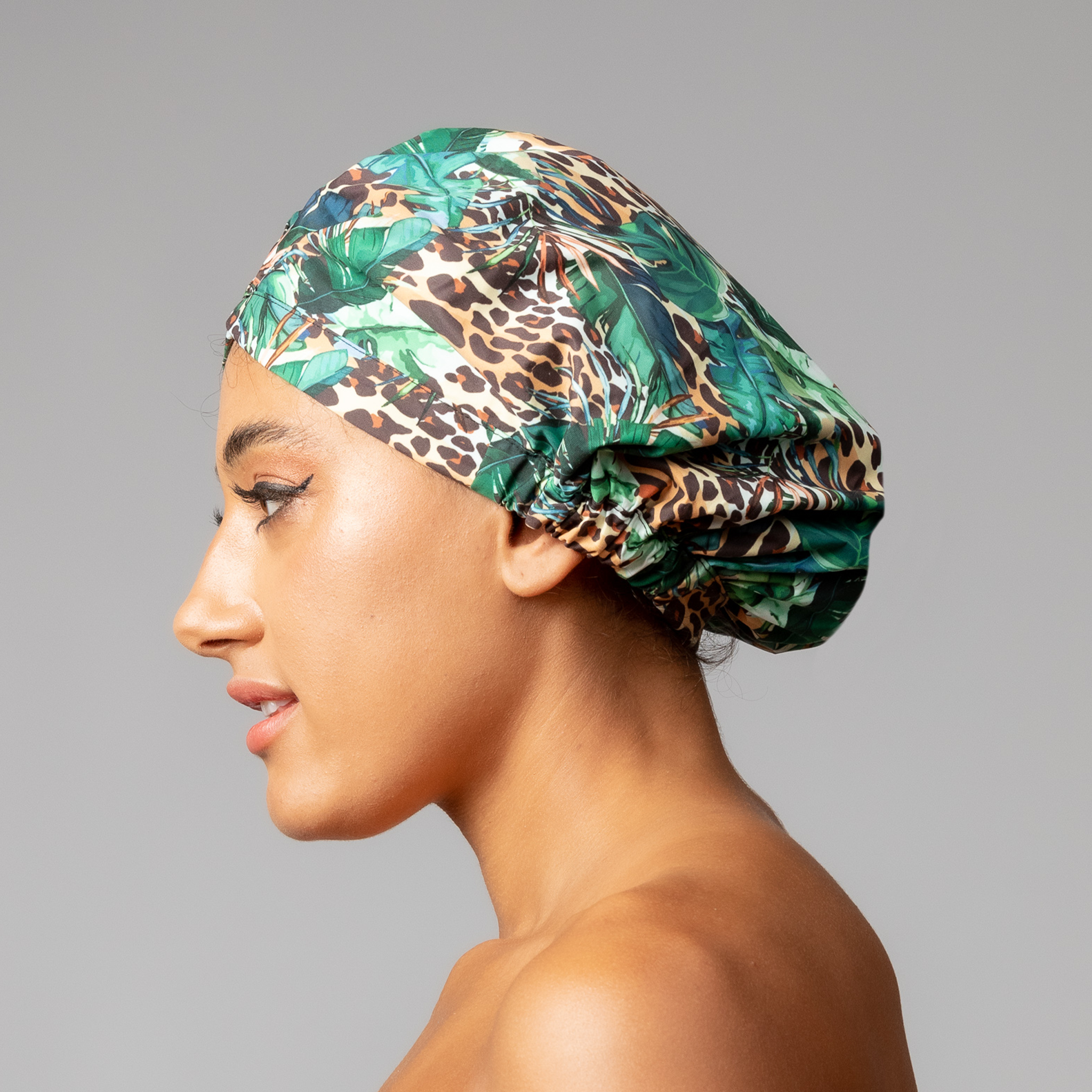 SHOWER CAP - WILD JUNGLE GREEN