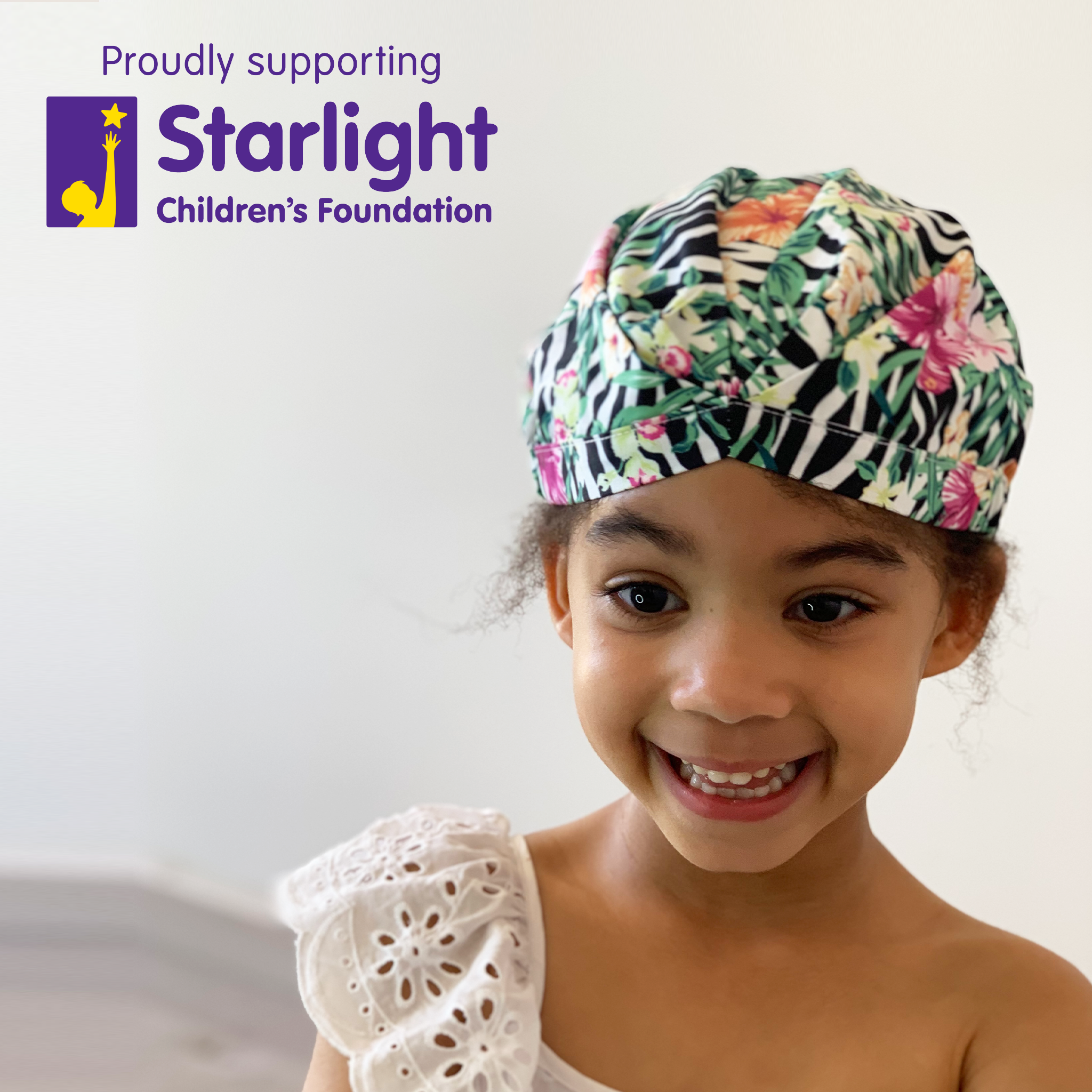 KIDS SHOWER CAP -  ZEBRA WILD FUCHSIA PINK