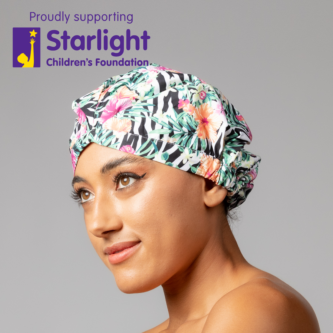 SHOWER CAP - ZEBRA WILD FUCHSIA PINK