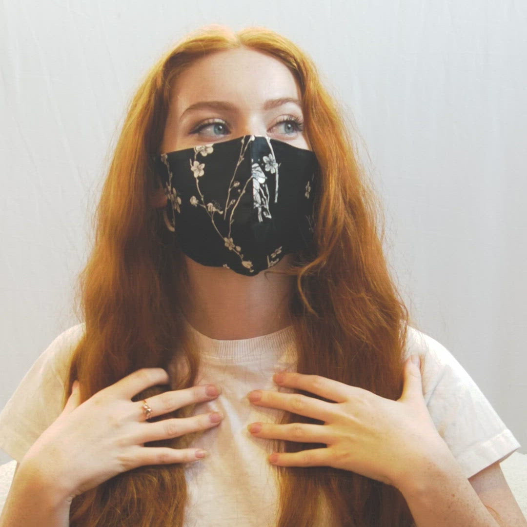 BRAND NEW! 'BLOSSOM TREE' Reversible silk face covering- Let's Face it