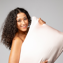 Load image into Gallery viewer, Soft Pink ‘Sleepy Head’ Silk Pillowcase
