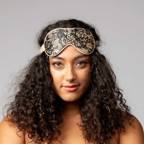 Black Lace- Gold ‘Silky Eyes’ Reversible Eye Mask aka ‘THERE ARE 2 SIDES TO EVERY STORY’