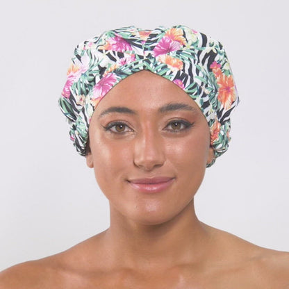 SHOWER CAP - ZEBRA WILD FUCHSIA PINK