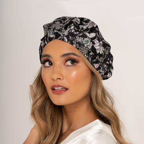 Black Flora ‘Silk CAPsule’ aka THE ‘WIN-WIN' Silk Reversible Hair Cap