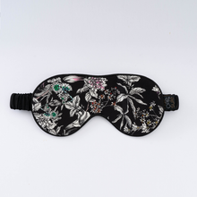 Load image into Gallery viewer, Black Flora ‘Silky Eyes’ Reversible Eye Mask aka ‘THERE ARE 2 SIDES TO EVERY STORY’
