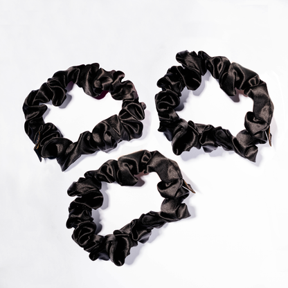 Black colour,  Big, 100% Mulberry Silk Scrunchies, hairCAPsule