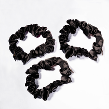 Load image into Gallery viewer, Black colour,  Big, 100% Mulberry Silk Scrunchies, hairCAPsule
