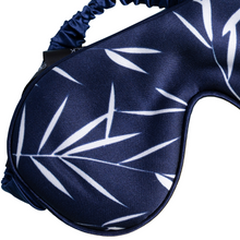 Load image into Gallery viewer, Blue Bamboo -Navy ‘Silky Eyes’ Reversible Eye Mask aka ‘THERE ARE 2 SIDES TO EVERY STORY’’ - hairCAPsule™ AU - 100% Mulberry silk
