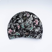 Load image into Gallery viewer, Black Flora ‘Silk CAPsule’ Reversible Hair Cap

