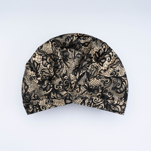 Load image into Gallery viewer, Black Lace ‘Silk CAPsule’ aka THE ‘WIN-WIN&#39; Silk Reversible Hair Cap
