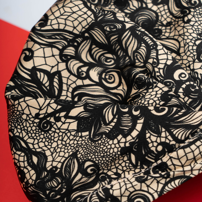 SILK BONNET - GOLD - REVERSIBLE HAIR CAP- BLACK LACE