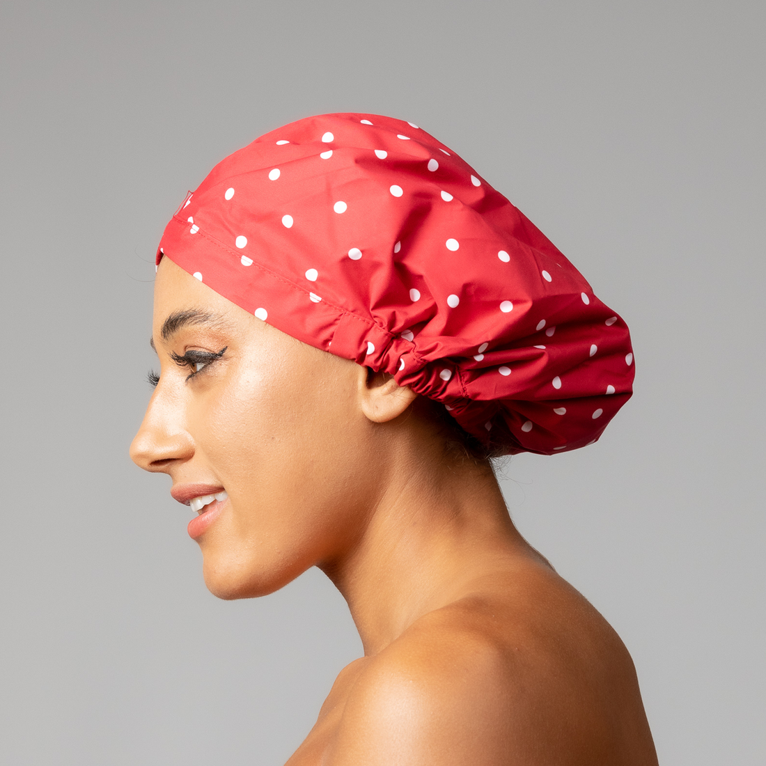 SHOWER CAP - SPOTTED AROUND  RED