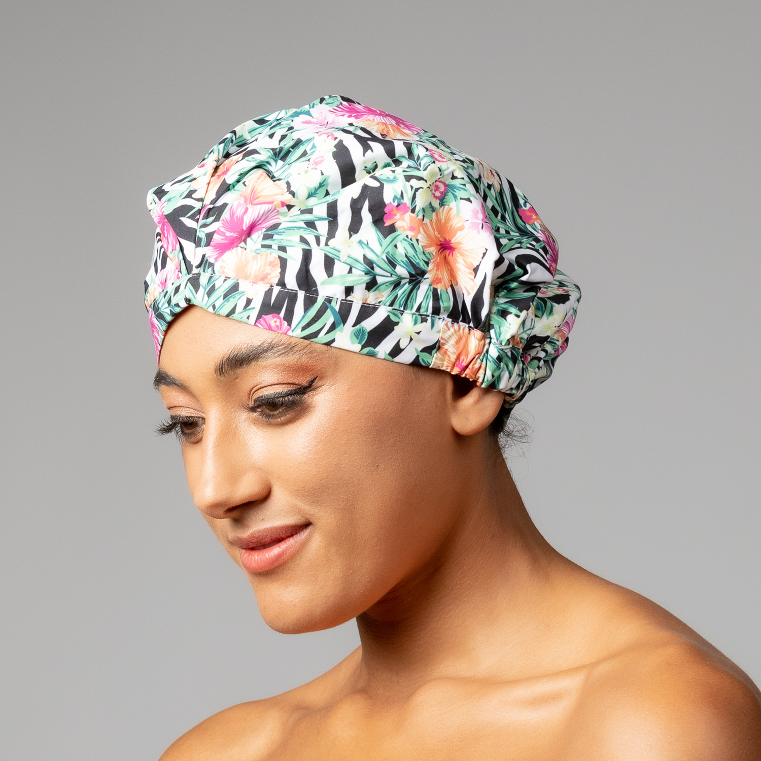 SHOWER CAP - ZEBRA WILD FUCHSIA PINK