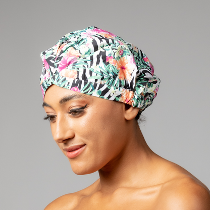 SHOWER CAP - ZEBRA WILD FUCHSIA PINK