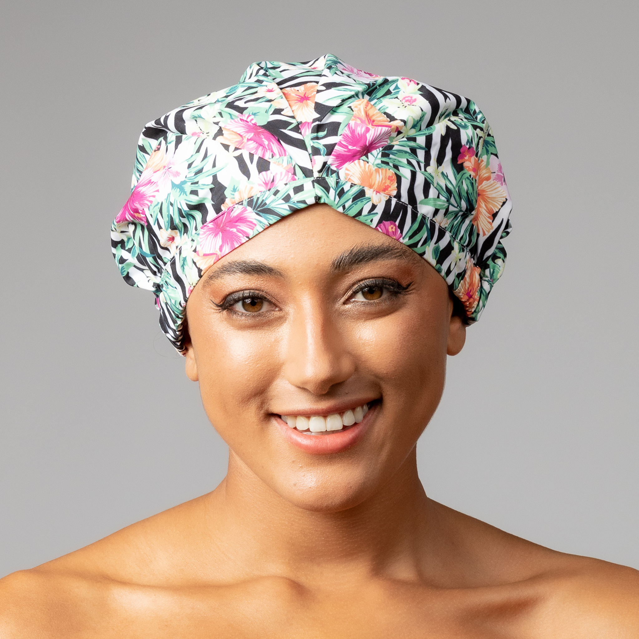 SHOWER CAP - ZEBRA WILD FUCHSIA PINK